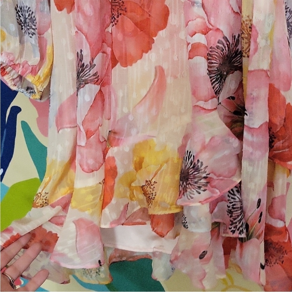 Alex Marie Laurel Chiffon Multicolor Floral Long Sleeve Dress Size 10 NWT - Picture 3 of 6